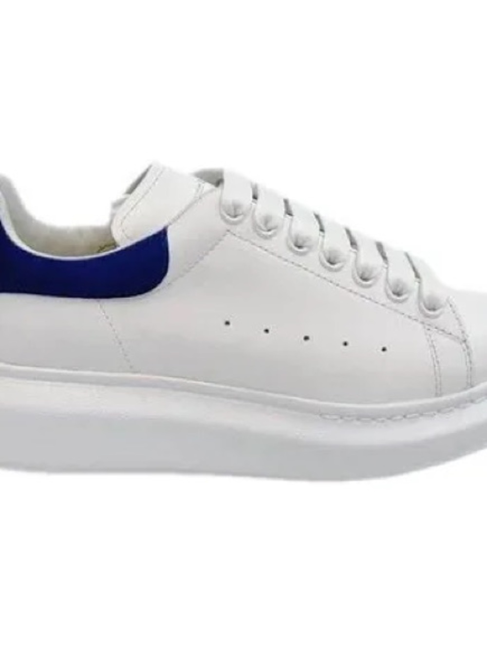 Alexander McQueen White Leather Sneakers with Dark Blue Heel